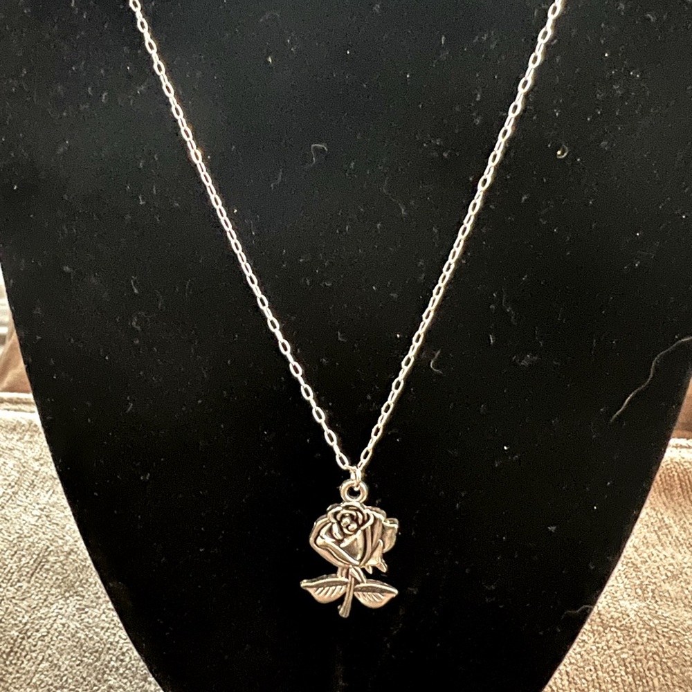 Silver Rose Necklace